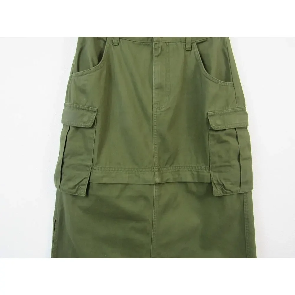 NWT Madewell XS Cargo Convertible Midi Skirt in (Re)generative Chino Olive Green